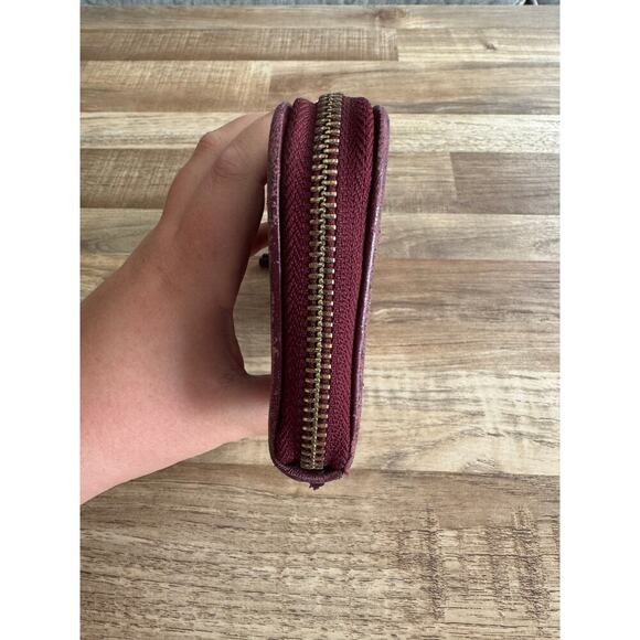 Women Designer Tory Burch Fleming Continental Zip Wallet Deep Berry Quiet Luxury - Picture 8 of 8